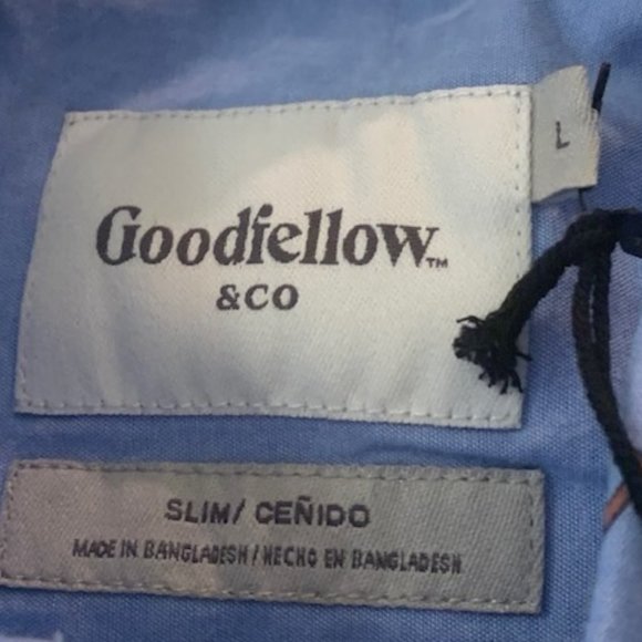 Goodfellow Men's Spring Blue Full Button Short Sleeve Shirt L Slim Fit NWT - Picture 6 of 9